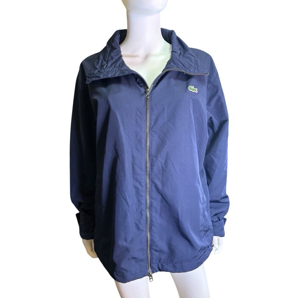 Lacoste Windbreaker Hooded Jacket Mens Polyester Full Zip Med/ Large Navy NWT